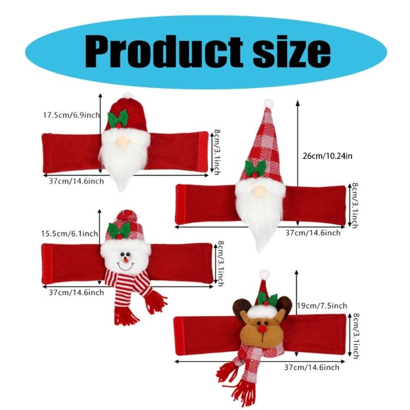 4Pcs Santa Ornament Plush Curtain Tieback Holiday Curtain Holder Christmas Plush Dolls Christmas Decoration Curtain Clasps Belt