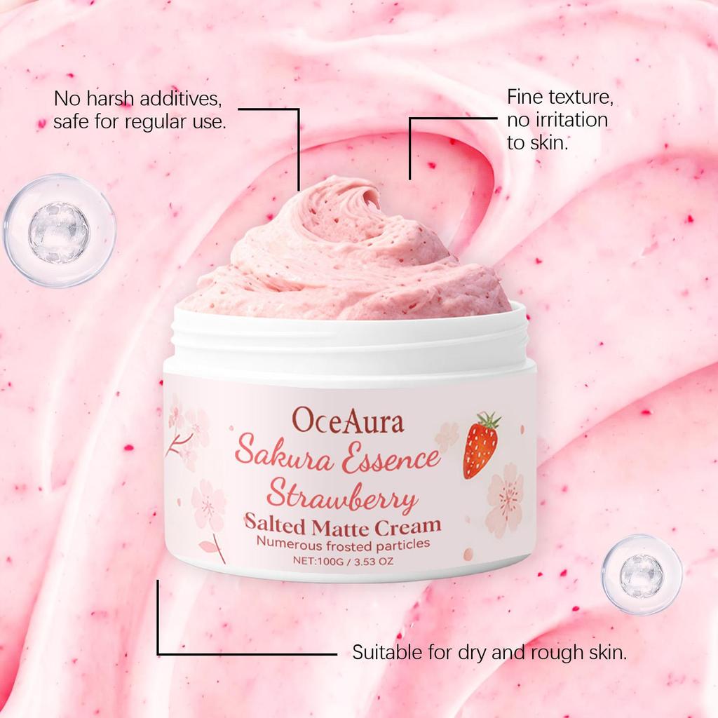 OceAura Cherry Strawberry Body Scrub Gentle Cleansing Skin Nourishing Moisturizing Exfoliating Scrub