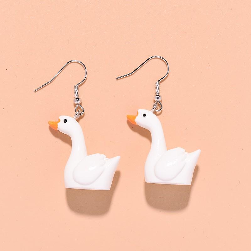 3D Resin Swan Earrings: Cute and Fun Animal Ear Hooks for Women