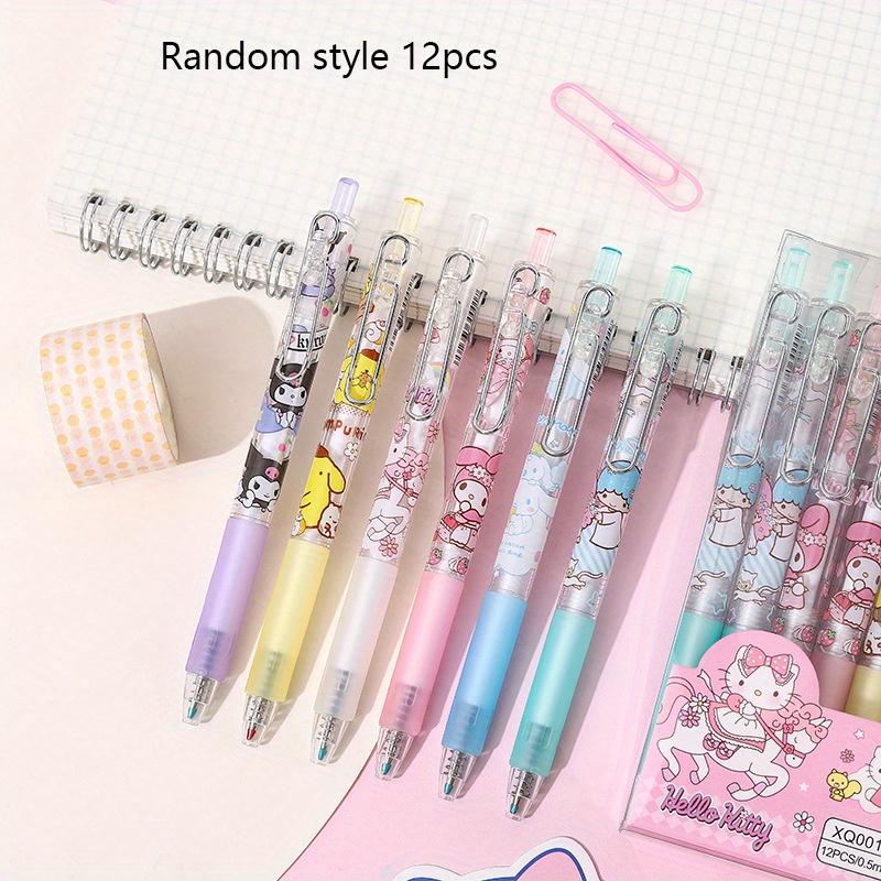 

12pcs my melody Sanrio creative cute family press pen student high-looking press neutral pen office signing pen 0.5mm black Random style 12pcs