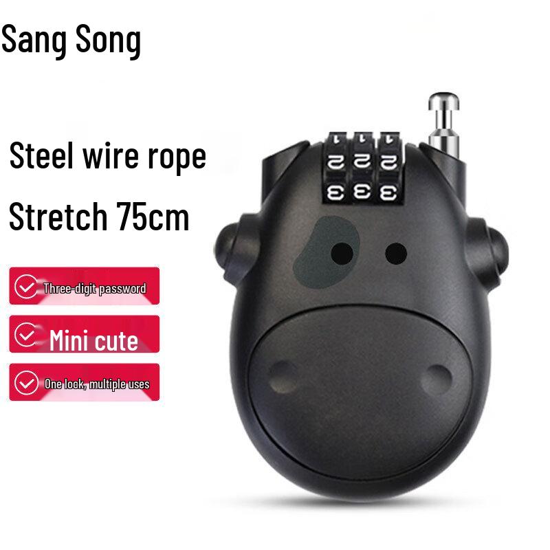 Sangsong Ret retractable Cartoon Cow Cable Password Lock