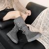 Short Cotton Boots Winter Long Snow Boots Warm Non-slip Cotton Shoes Outdoor Leisure Thick-soled Heightening Boots Women