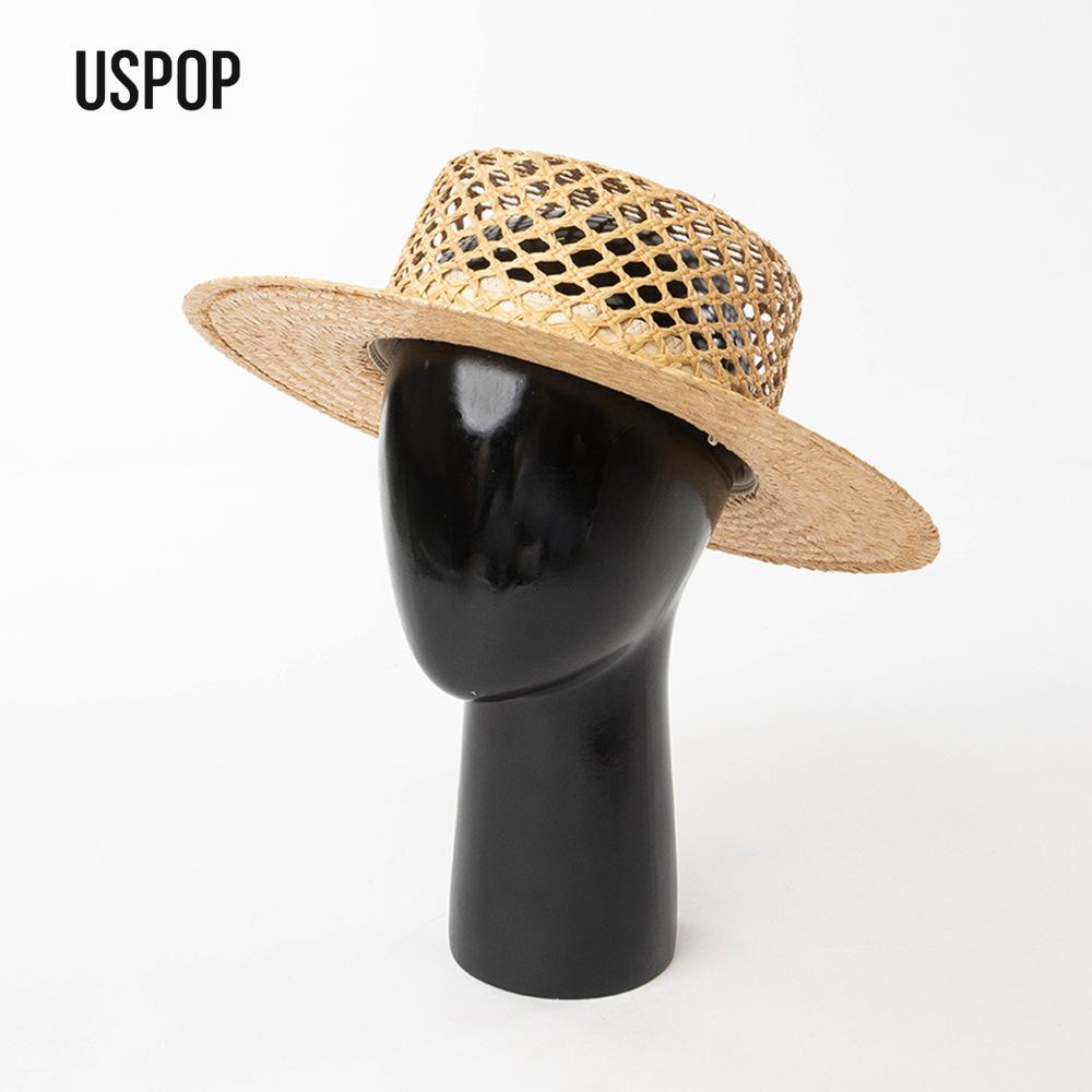 Garden Supplies My Women's Uspop Raffia Straw Boater Hat Wide Brim Summer Beach Sun Hat Handwoven Hollow Straw Vacation Hat 57Cm