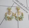 Retro Pastoral Large Hoop Earrings with Ceramic Flowers for Women