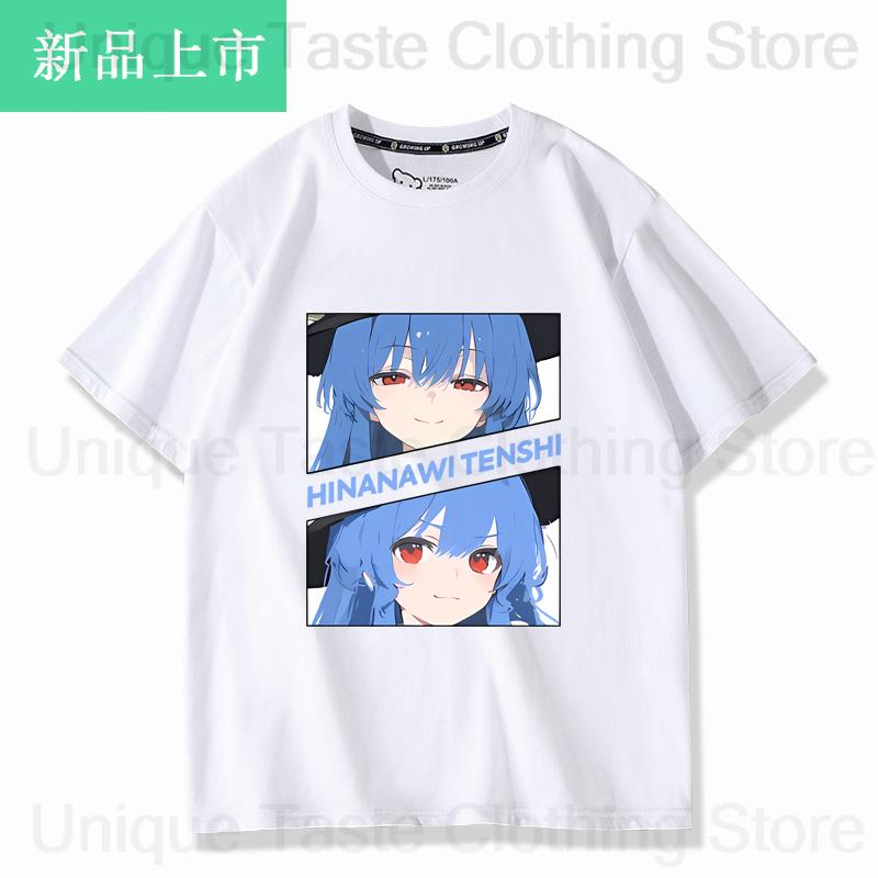 Touhou Project T Shirt Hinanawi Tenshi Cute Cartoon Print Tshirt Harajuku Fashion High Quality Cotton Short Sleeve Tee Tops