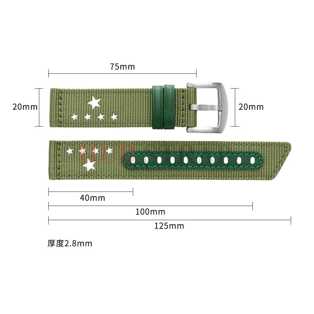 18/20/22mm Nylon Watch Band Star Holes Weave Soft Strap Military Sport Bracelet for Seiko Quick Release Universal Wristband