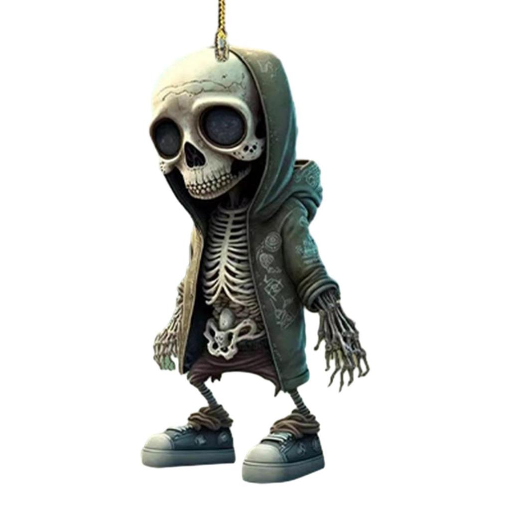 Skeleton Swing Car Dangle Ornament - 2D Car Pendant Acrylic Skull Skeleton Figurine |