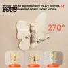 Hair Tie Holder Hook Rotating Butterfly Adhesive Wall Hooks, 3-Prong No-Drill Swivel Hangers, with Key Adjustable Angle Space-Saving Hook, for