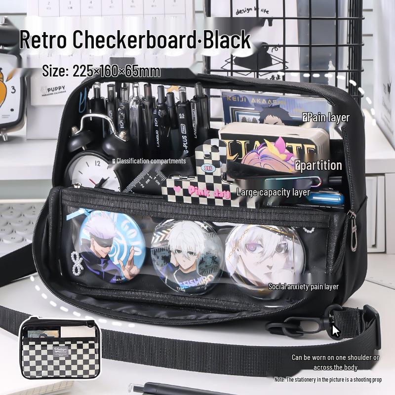 Large Capacity Blue Transparent Ita Pencil Case - Stylish and Functional for Students