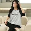 Summer short-sleeved fresh plaid pants simple casual pajamas women's breathable loose loungewear set