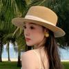 Fashion French Style Flat Top Straw Hat Beach Sun Hat Travel Vocation Women 2026 Summer Straw Hat