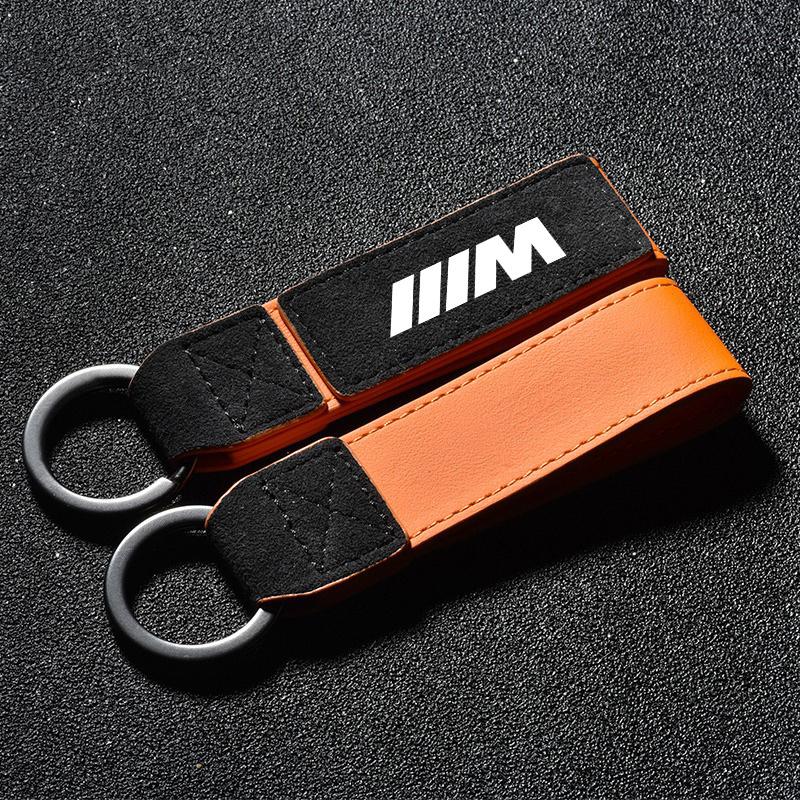 Suede Alloy Metal Leather Car Keychain Anti-lost Ring Pendant For BMW M Power Performance E46 e39 E90 E36 E60 E34 Accessories msjk68