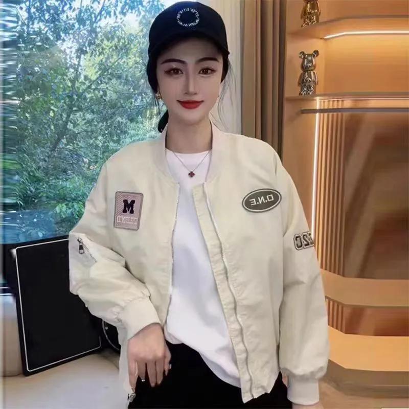 American Baseball Uniform Jacket for Women Small Retro Spring Short Autumn Fashion Jacket Top