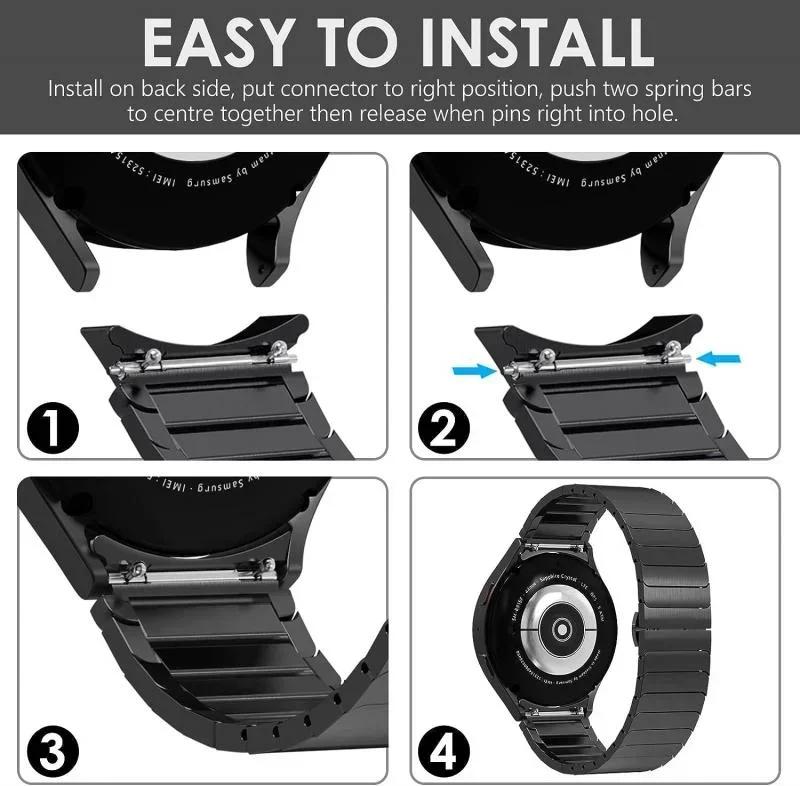 Metal Link Bracelet Strap For Samsung Galaxy Watch 6 Classic 47mm 43mm 46mm No Gap Wristband Galaxy Watch 7 6 5 4 44mm 40mm Belt