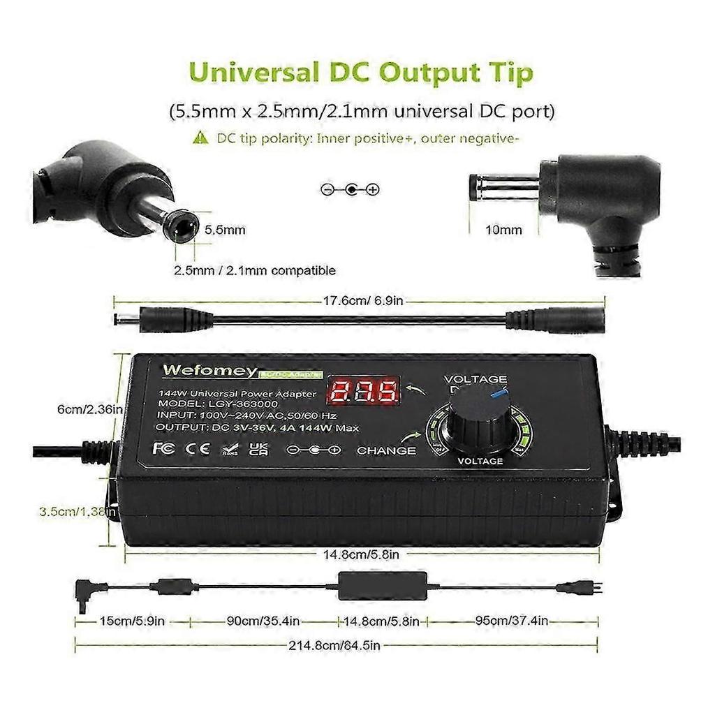 Alimentatore Universale 3-36V 4A 144W 3V 5V 6V 9V 12V 15V 18V 20V 24V 30V 36V Regolabile Variabile Sw