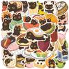 50pcs Cute Food Black Cat Diary Cartoon Graffiti Stickers Phone Guitar Laptop Notebook Suitcase Cup Waterproof Sticker Kids Toys