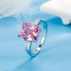 WOSIKATE Fashion Pink Princess Square Zirconia Gemstone   CopperRing For Women Wedding Jewelry Bridal Proposal Rings