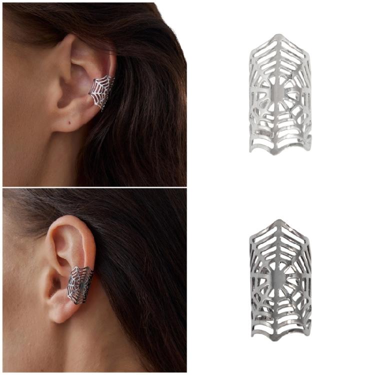 Spinnennetz Ohr-Manschette Halloween-Accessoire Bequemer Clip-Ohrring Kein Durchstechen der Ohren Geeignet für Verschiedene Anlässe