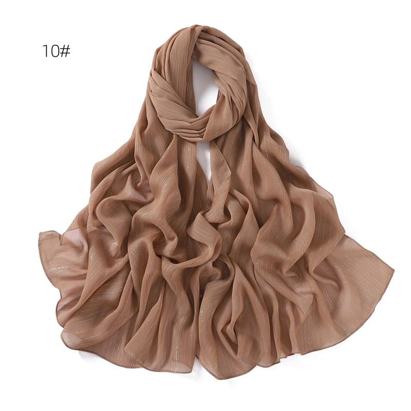 Plain Silver Glitter Shimmer Bubble Chiffon Hijab Sparkle Veil Ramadan Shawls Beach Headscarf Bufandas Muslim Headband 175*70Cm
