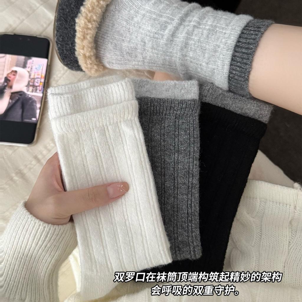 Gray Wool Socks Girls Spring And Autumn Trendy Tube Socks Pile Socks Thick Warm Stockings
