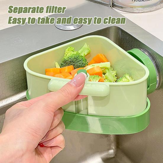 2Pcs Sink Drain Strainer Basket with Drain Hole Hanging Sink Corner Colander Triangle Sink Food Catcher Basket Kitchen Tool