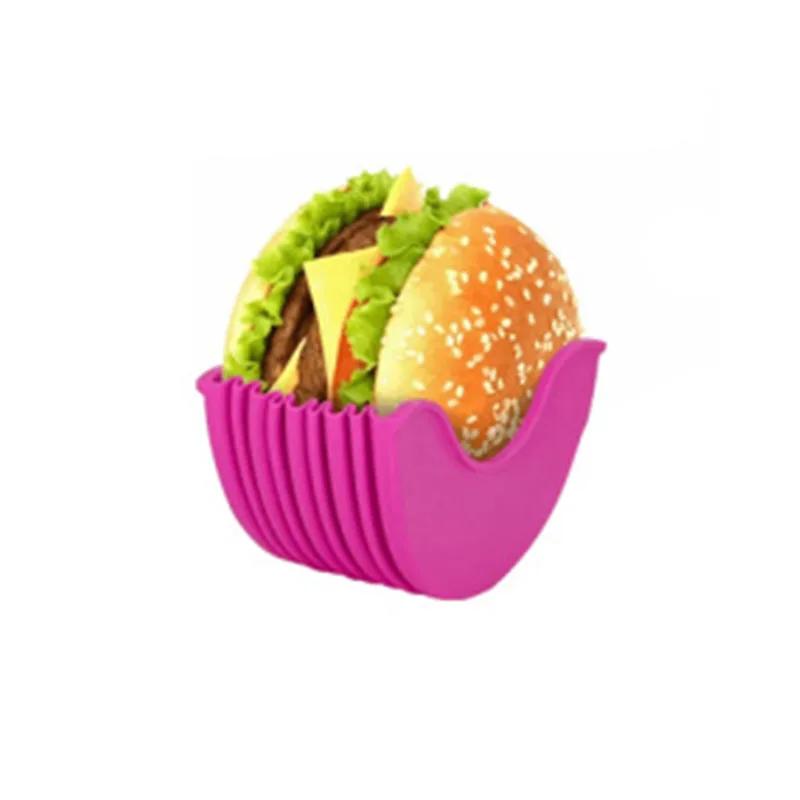 

Contact-free Burger Food Fixed Clip Shell Sandwich Hamburger Silicone Rack Holder for Household Washable Kitchen Convenient Part
