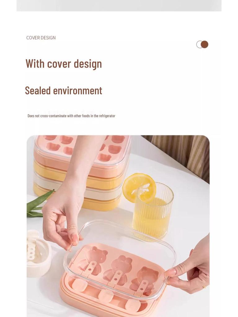 Silicone Ice Cube Tray with Lid for Homemade Ice Storage