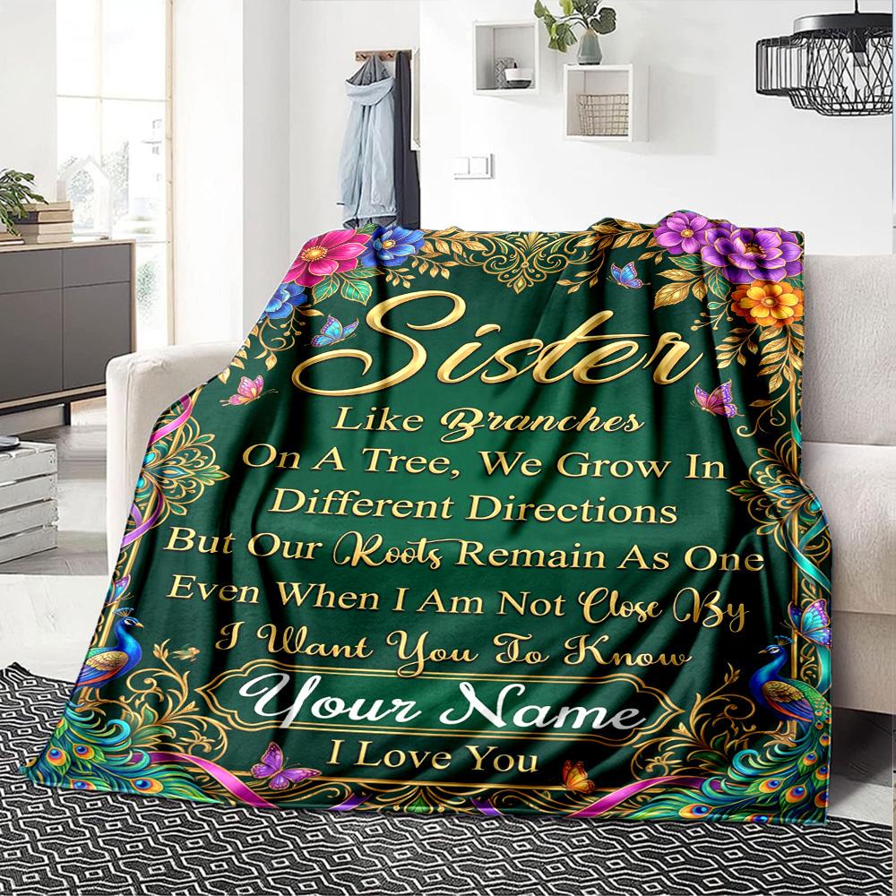 Sister'S Unifying Bond Personalized Name Blankets Soft And Comfortable Against The Skin Naps And The Office A Wonderful Gift For Friends Family And