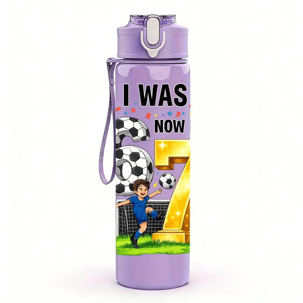 1PC I Was 67 Birthday Kid Art Print 750ml Color Plastic Sports Water Bottle Leakproof Flip Straw Lid Suitable for Sports Office Home Use