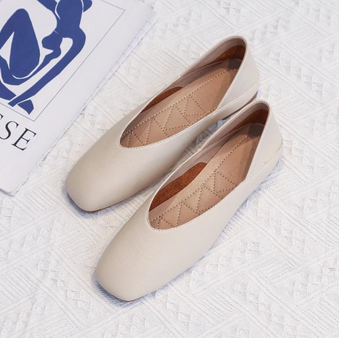 Genuine Leather Woman Casual Flats Female Retro Shoes Low Heeled Soft Soled Flat Shoes Casual Versatile Loafers Women