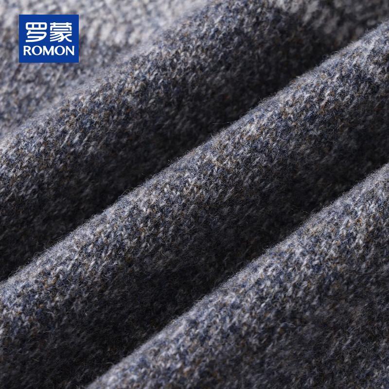 ROMON Men's Thick 100% Wool Jacquard Knit Sweater