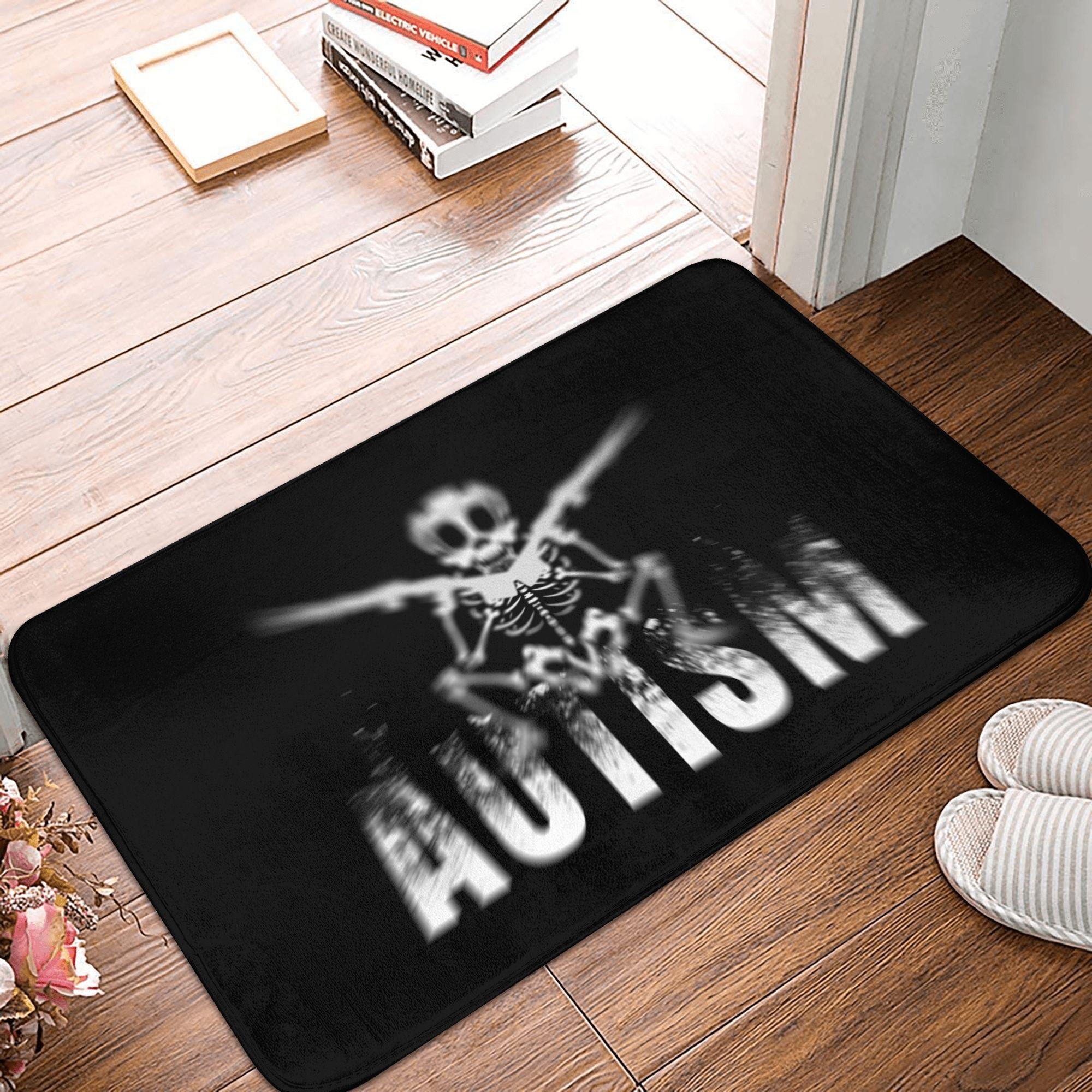 Funny Autism Skeleton Meme Doormat Mat Anti-Slip  Kitchen Bathroom Living Room Rug Carpet 40*60cm 40cmx60cm