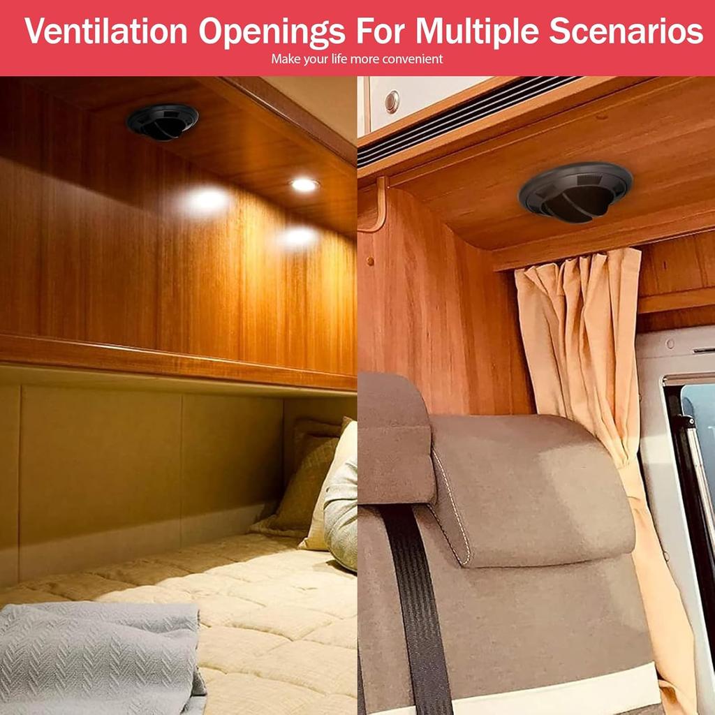 75mm RV Vent Covers, Dashboard Air Conditioning Deflector, Side Roof Air Black Vent Outlet, Mount Round Louvered Dash Vent Exhaust Grille Universal