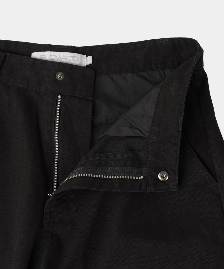 SLOWACID Washed Herringbone Cargo Pants [Black]