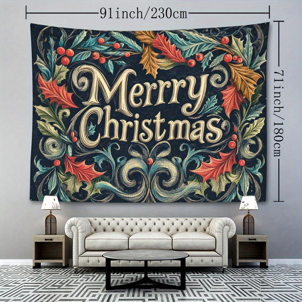 1pc Vintage Christmas Blessing Print Tapestry, Festive Atmosphere Wall Hanging Bohemian Home Decor for Living Room or Bedroom, Holiday Gift with Insta
