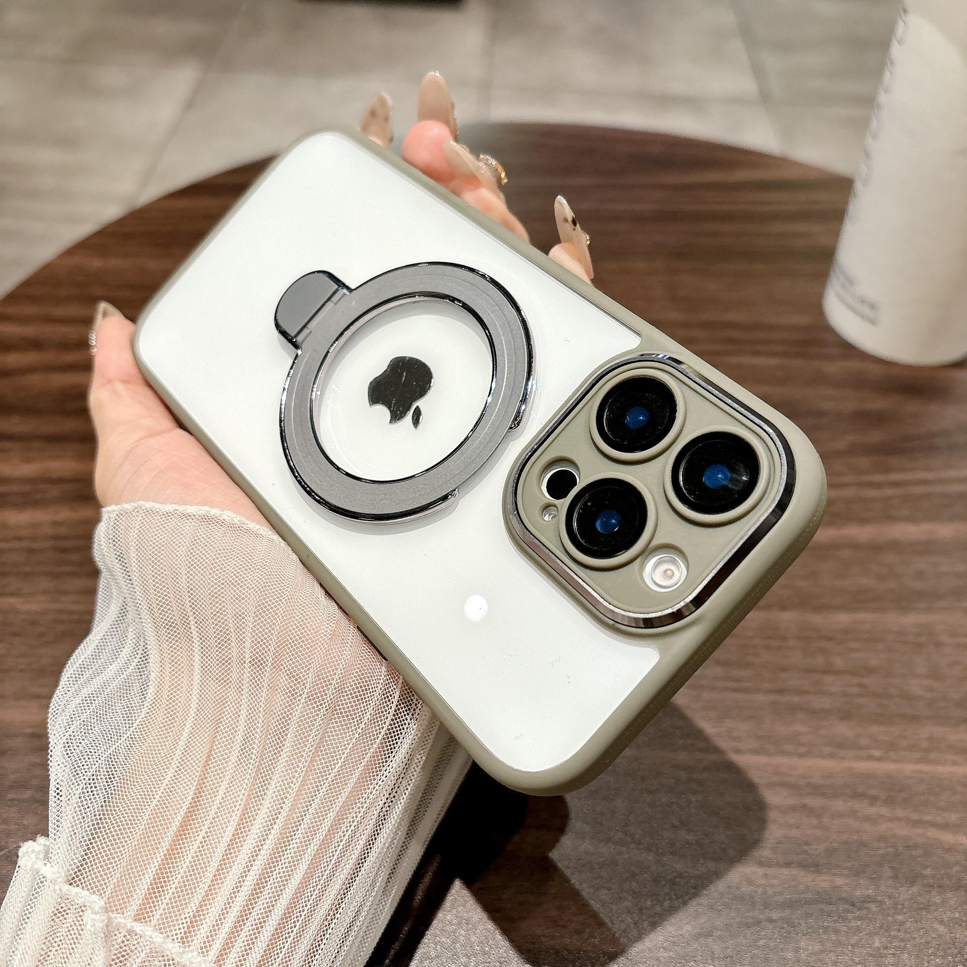 

Подходит для чехла для телефона IPhone16Promax, Защитная линза Golden Shield, Apple 15 Металлическая магнитная точка поддержки 14 iPhone16Promax серый