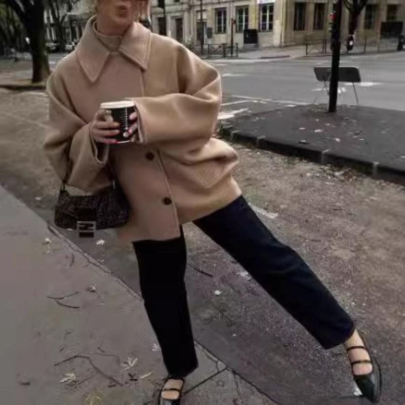 European and American Autumn and Winter Women's Retro Coat Lapel Loose Fur Coat