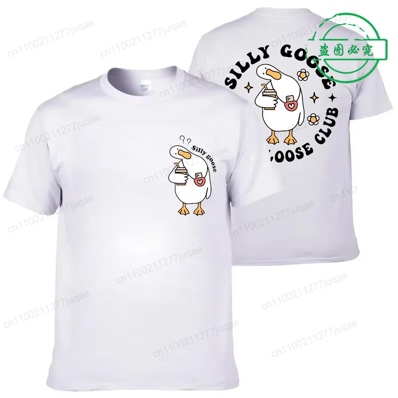 

Funny Goose T-Shirt Men Funny Y2K Vintage Streetwear Graphic T Shirt Goose on The Loose Club Fashion Tshirt Short Sleeved Tee 4XL