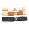 Retro Adjustable Waist Cincher Elastic Woven PP Straw Belt Natural Texture Gold Clasp Women's Fashion Accessory