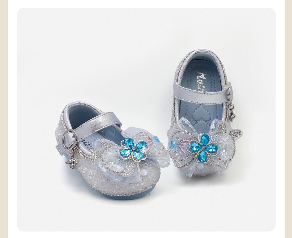 Spring 2026 Korean Style Baby Crystal Bowknot Soft Sole Flats