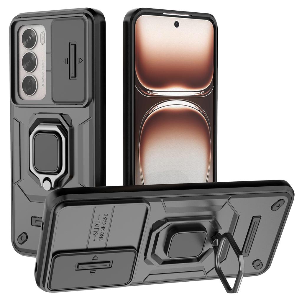 For Oppo Reno12 5G (Global) Case Kickstand PC+TPU Phone Shell with Lens Cover