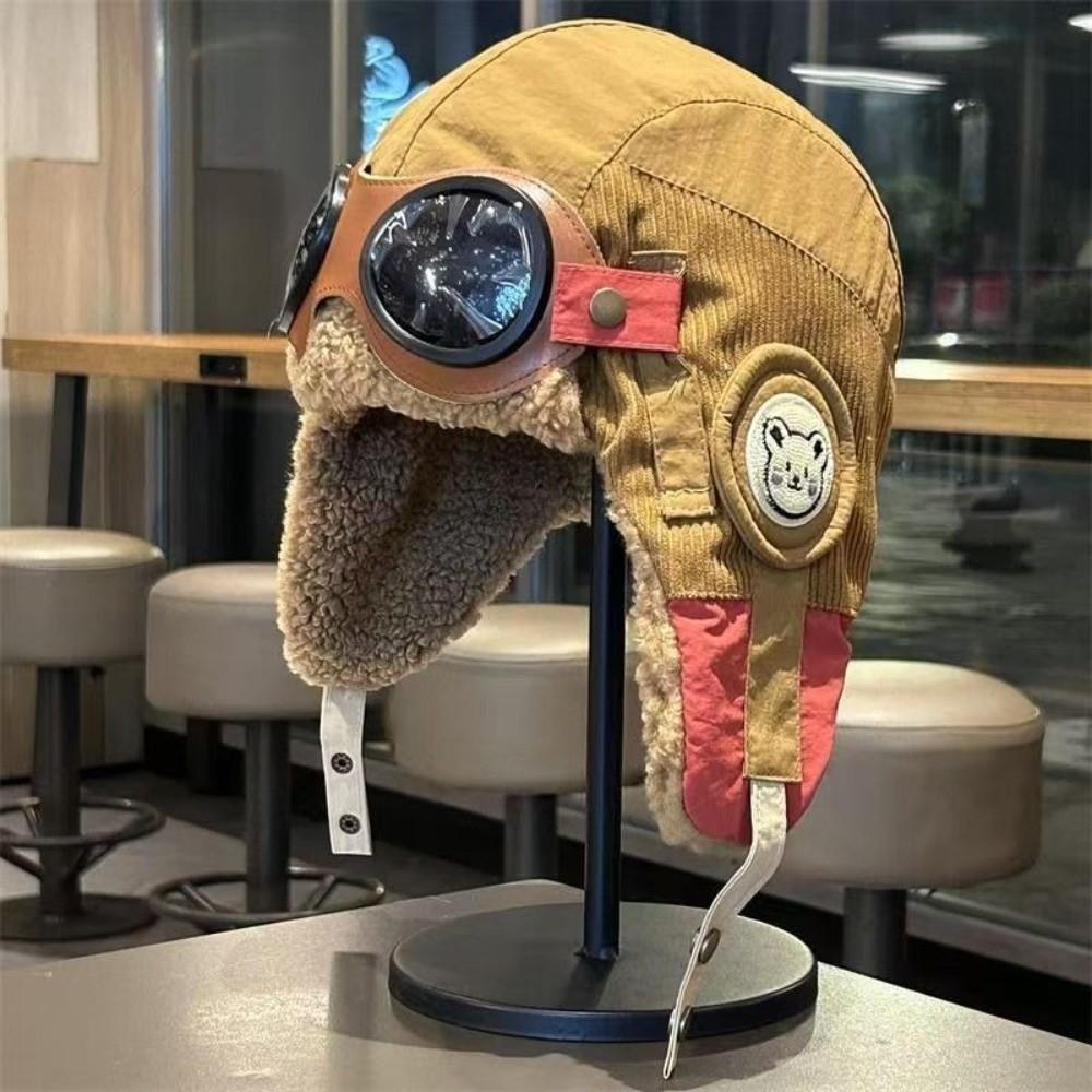 Windproof Children Pilot Hat Cute Cartoon Warm Hat New Ear Protection Cap  Winter