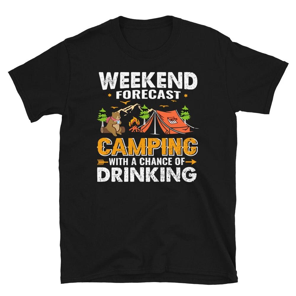 Camping  Drinking Vintage Design Camping Novelty T-Shirt S