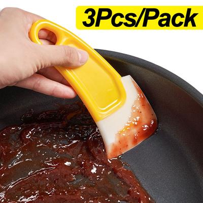3 Pièces Grattoir de Cuisine Nettoyage Taches d'Huile Spatule en Silicone Gadgets de Pâtisserie pour la Cuisson de Gâteaux Outils Nettoyeurs de Casseroles Sales Grattoir