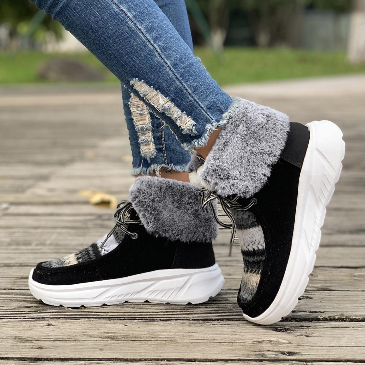 Осенние пограничные новые большие уличные ботинки женские плюшевые утепленные хлопковые — фото 5