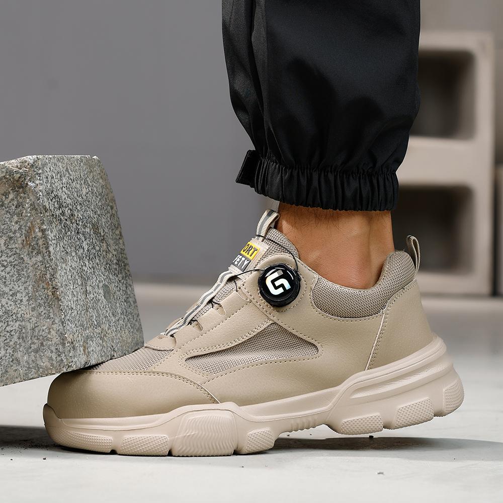 New Rotating Button Work Shoes Safety Sneakers Breathable Summer Male Boots Lightweight Indestructible Steel Toe Footwear
