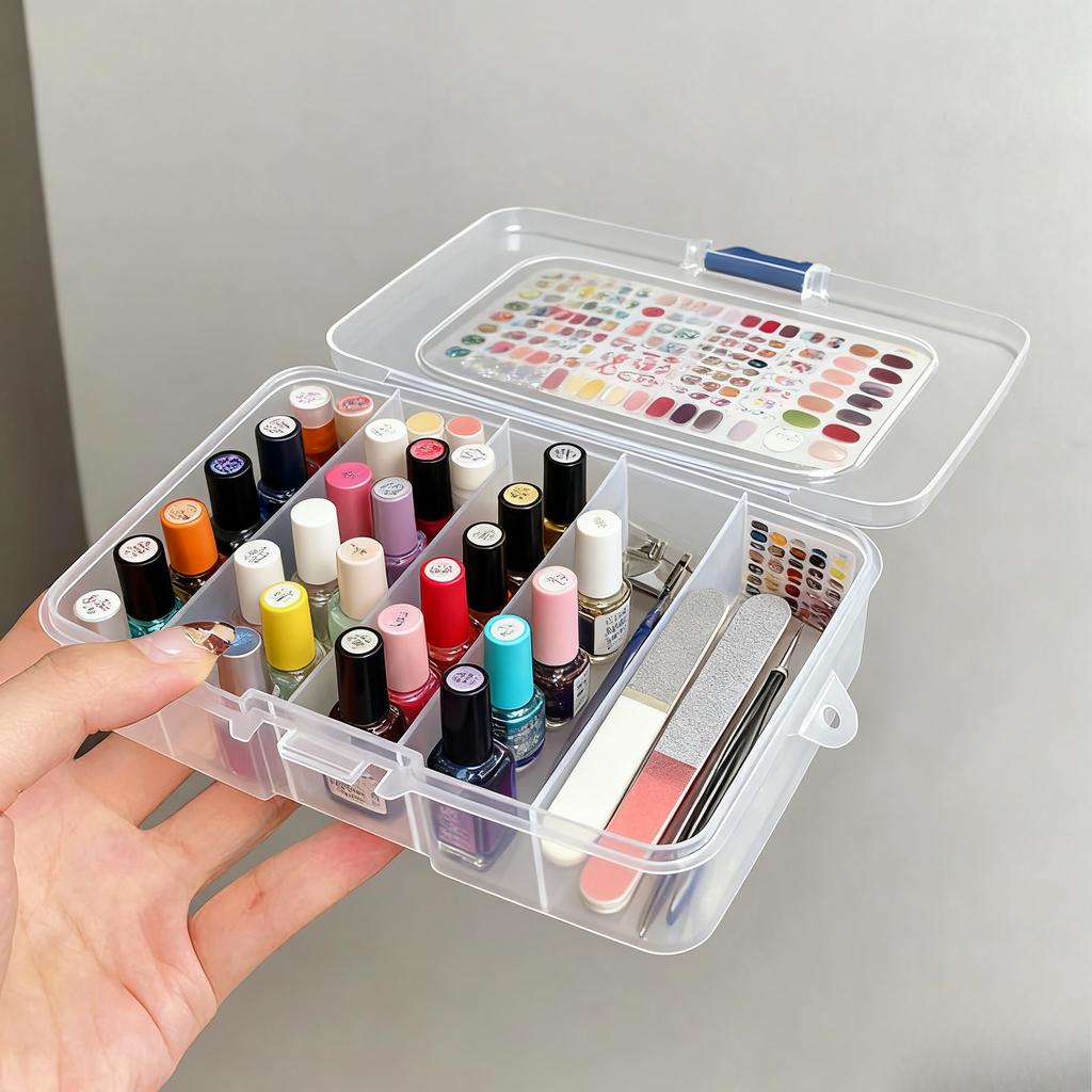 1/2PCS Compact 5-Compartment Storage Case - Clear, Dustproof Jewelry and Small Item Organizer for Travel and Daily Use
