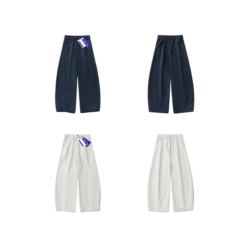 Wassup Casual Pants for Men, New Spring and Autumn Style, Trendy Brand, Heavy-Duty Three-Stripe, Loose Fit, Versatile Beige Straight-Leg Sweatpants