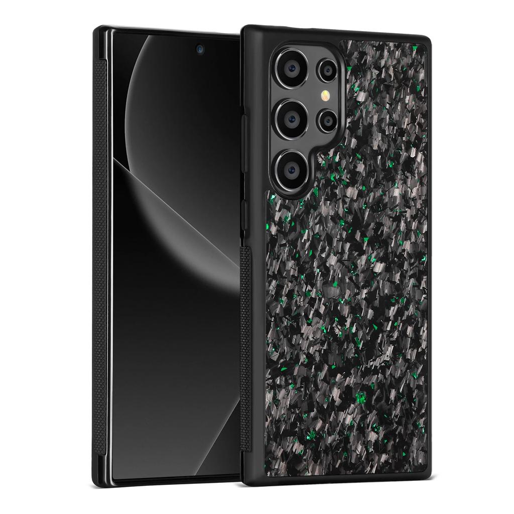 Luxury Carbon Fiber Texture MagSafe Case For Samsung Galaxy S25 S24 S23 S22 Plus Ultra Alloy Lens Shockproof Cover