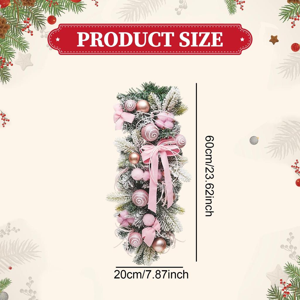 Christmas Decoration 2025 Artificial Wreath Prelit Garland Hanging Ornament for Stairs Door Outdoor Indoor Home Decor